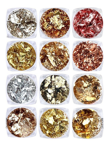 1 PZ HOJA DE ORO Y PLATA WG NAILS (12p)