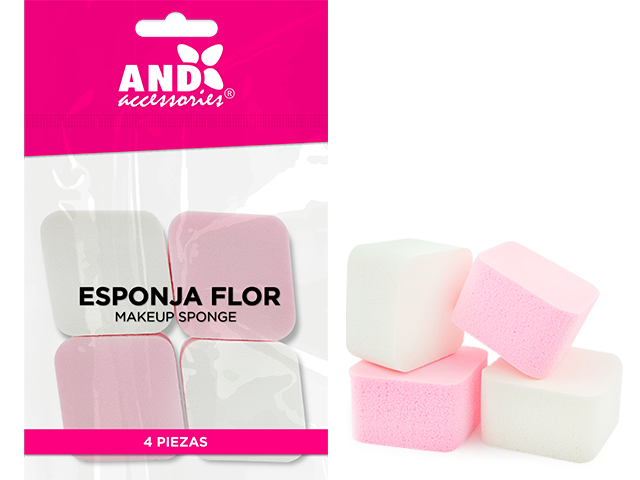 Bolsa con 4 esponjas aplicadoras de Maquillaje tipo flor AND 20087