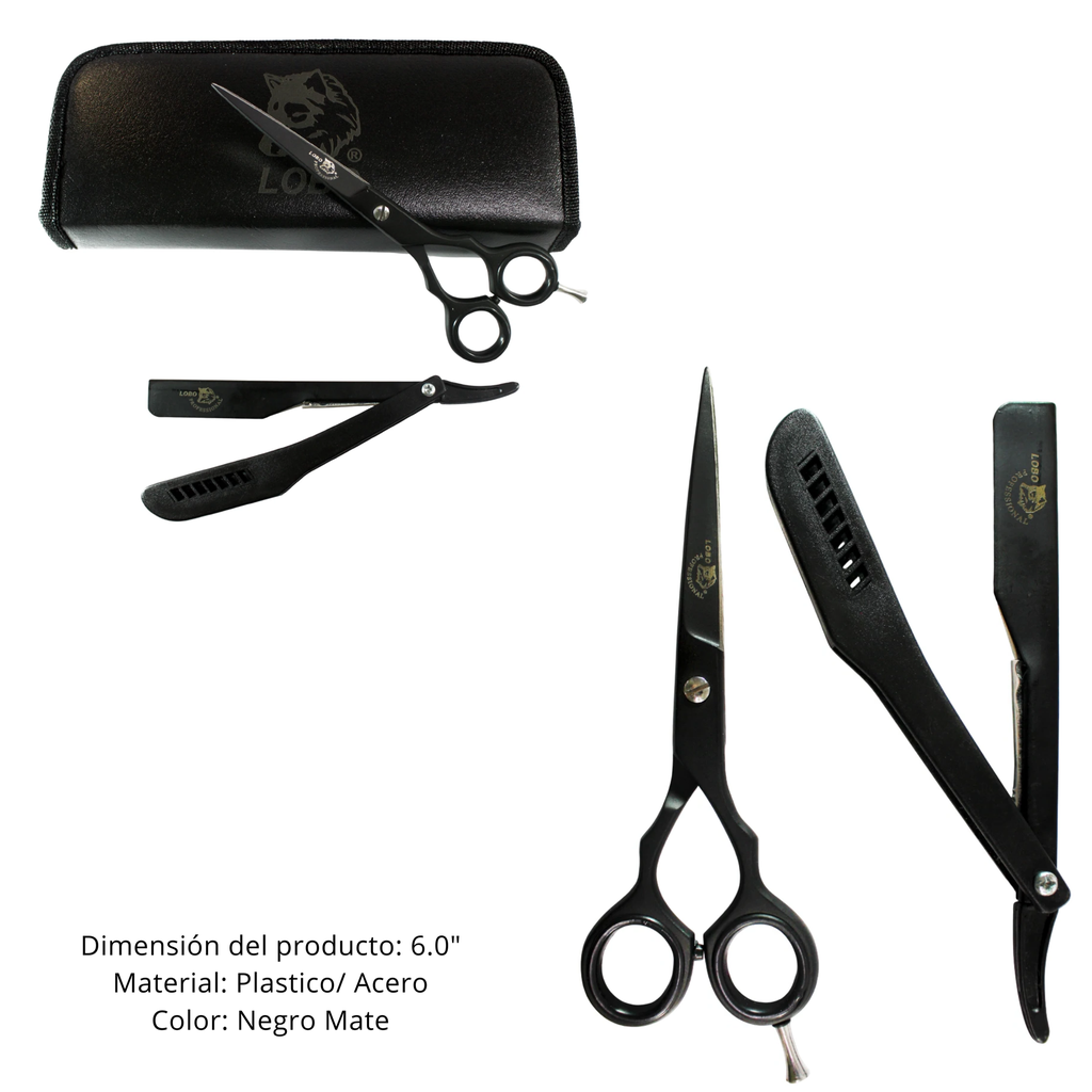 JUEGO DE PORTANAVAJA Y TIJERA  NEGRO MOD 2403-00