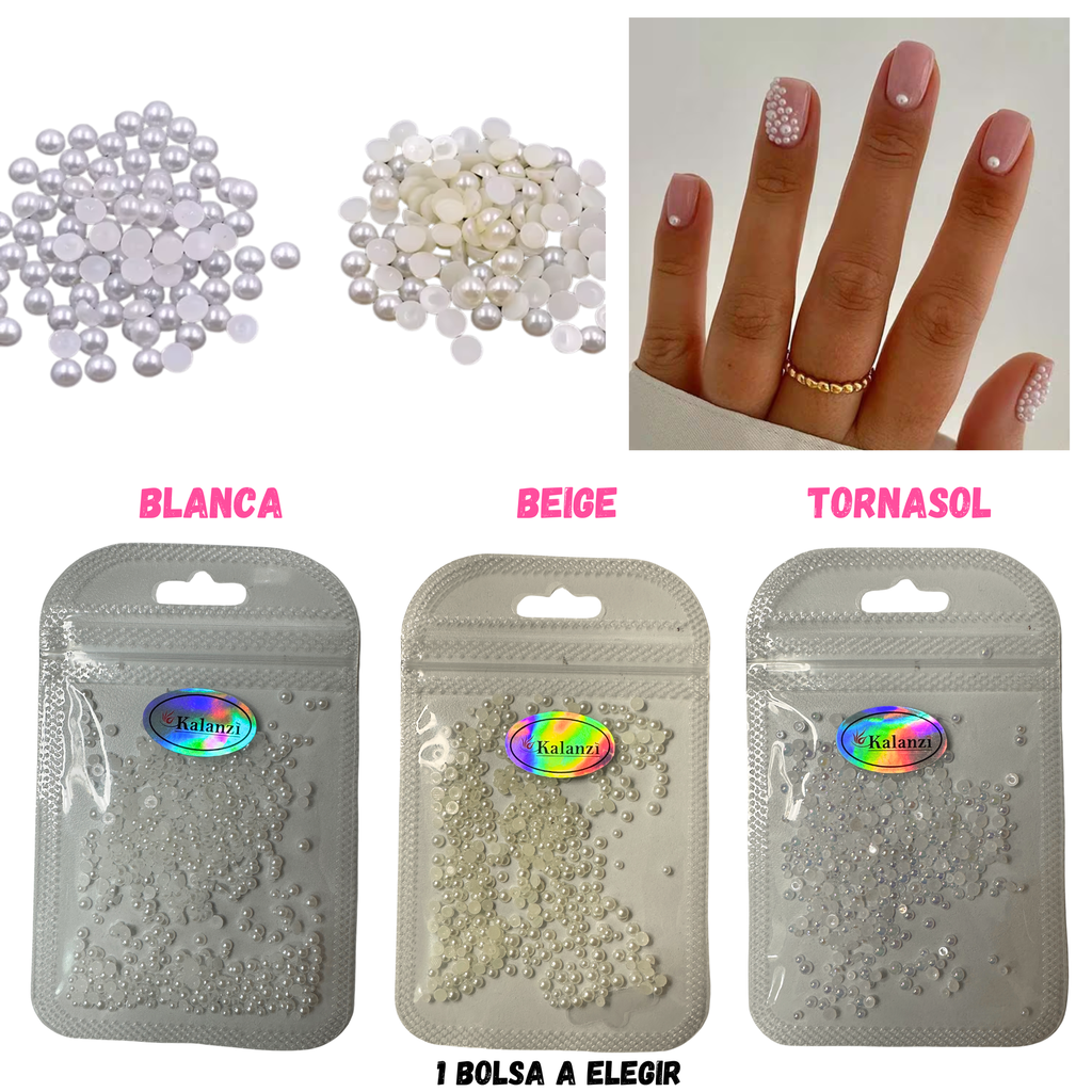 BOLSA DE PERLITAS PARA UÑAS KALANZI DIF TONOS