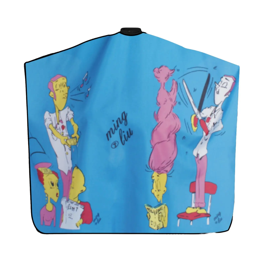 CAPA CORTE CABELLO INFANTIL CARICATURAS AZUL 80X125CM 1276-POL-CARI AZUL